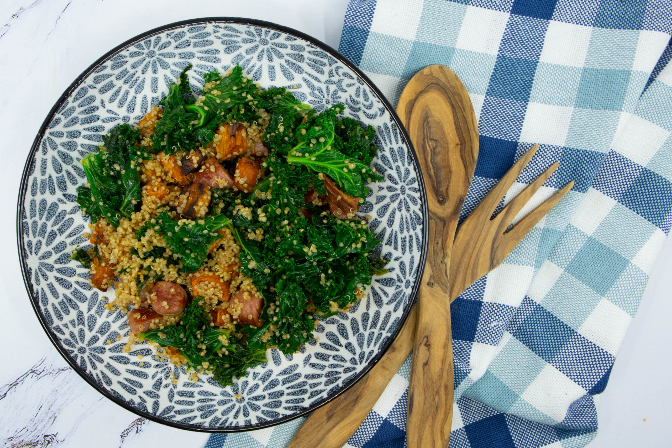 Poêlée de quinoa, patate douce & chou kale (FODMAP) La Gamelle